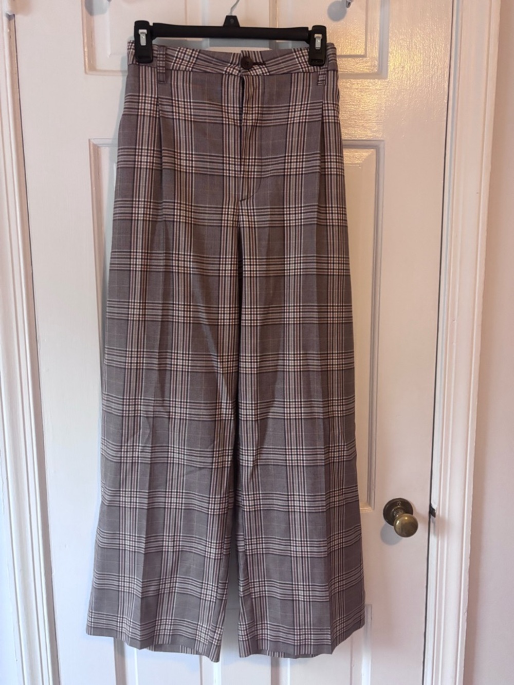 Wide-Leg Plaid women’s Pants in Brown